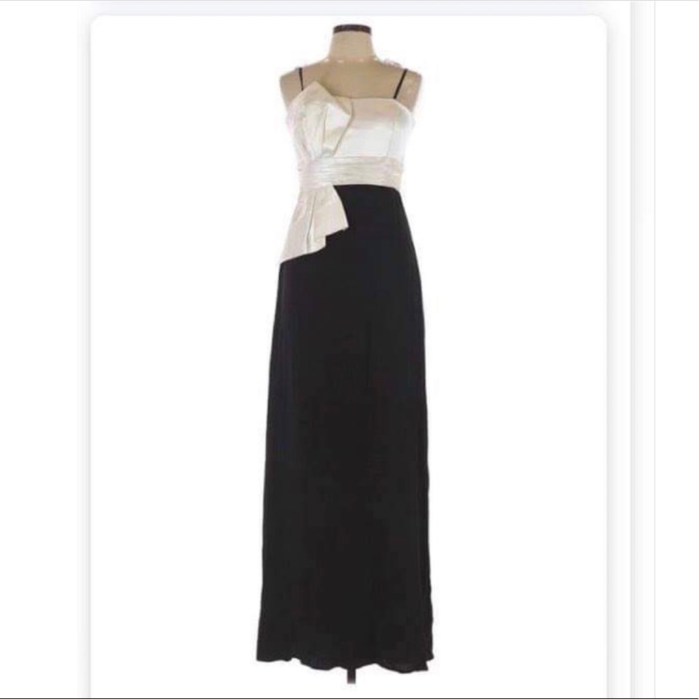 David Meister Satin & silk black white formal 4